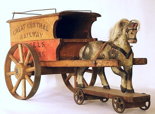 Antique English Rocking Horse Railway Carriage Toy Antique English Rocking Horse Railway Carriage Toy