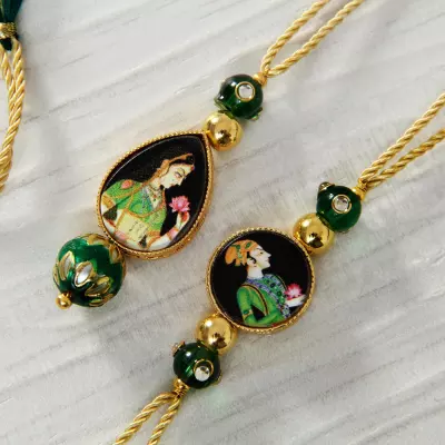 Jaipuri Handmade Ethnic Design Bhaiya Bhabhi Rakhi Gift Set Priglobal PVT LTD Rakhi for Brother