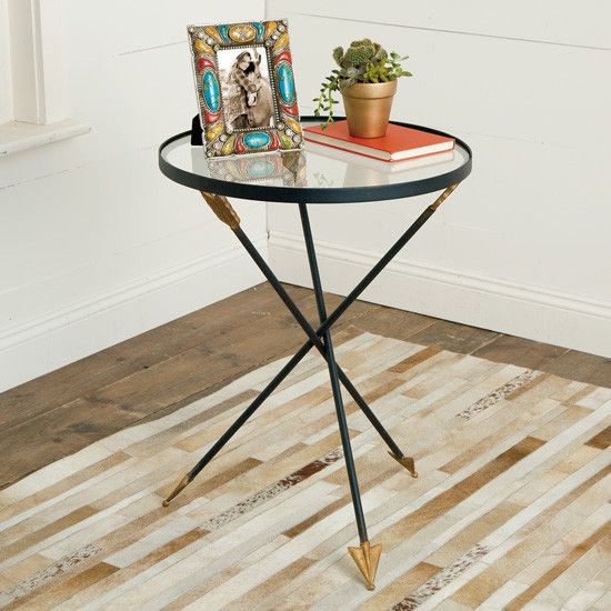 Golden Arrow Accent Table Round Top And Black Metal