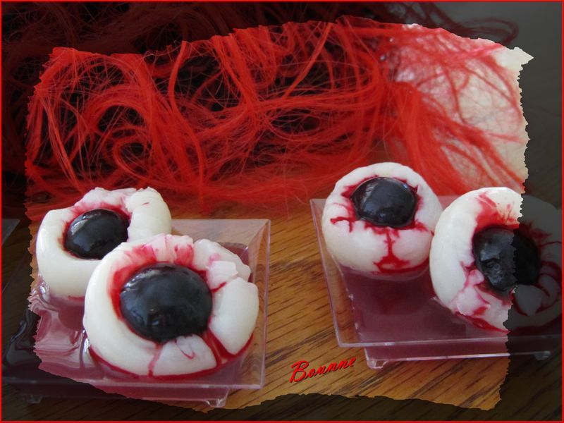 Recette monstrueuse oeil de sorcière pour Halloween - dessert litchi et