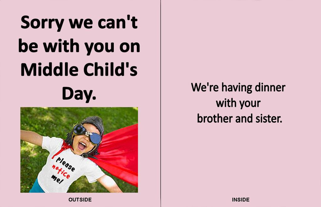 Presenting Middle Child's Day Greeting Cards #middlechildhumor