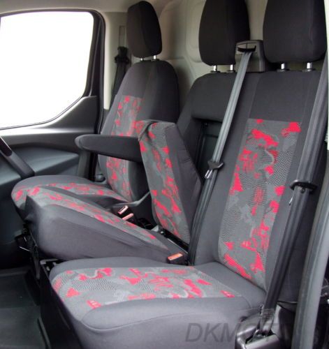 Ford Transit Custom Fully Tailored Seat Covers Grey Red Transit