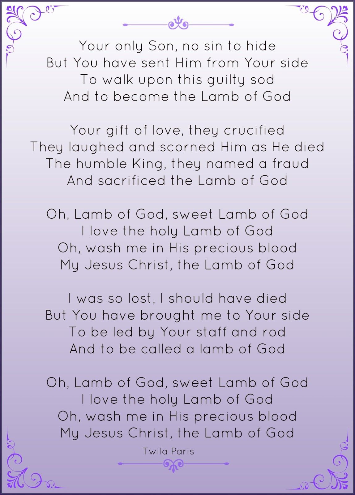 Father God In Heaven Precious Lamb Of God Lyrics FATHER