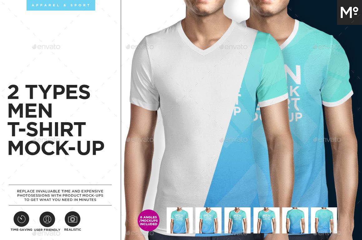 Download 2 Types Men T-shirt Mock-up (With images) | Tshirt mockup ...