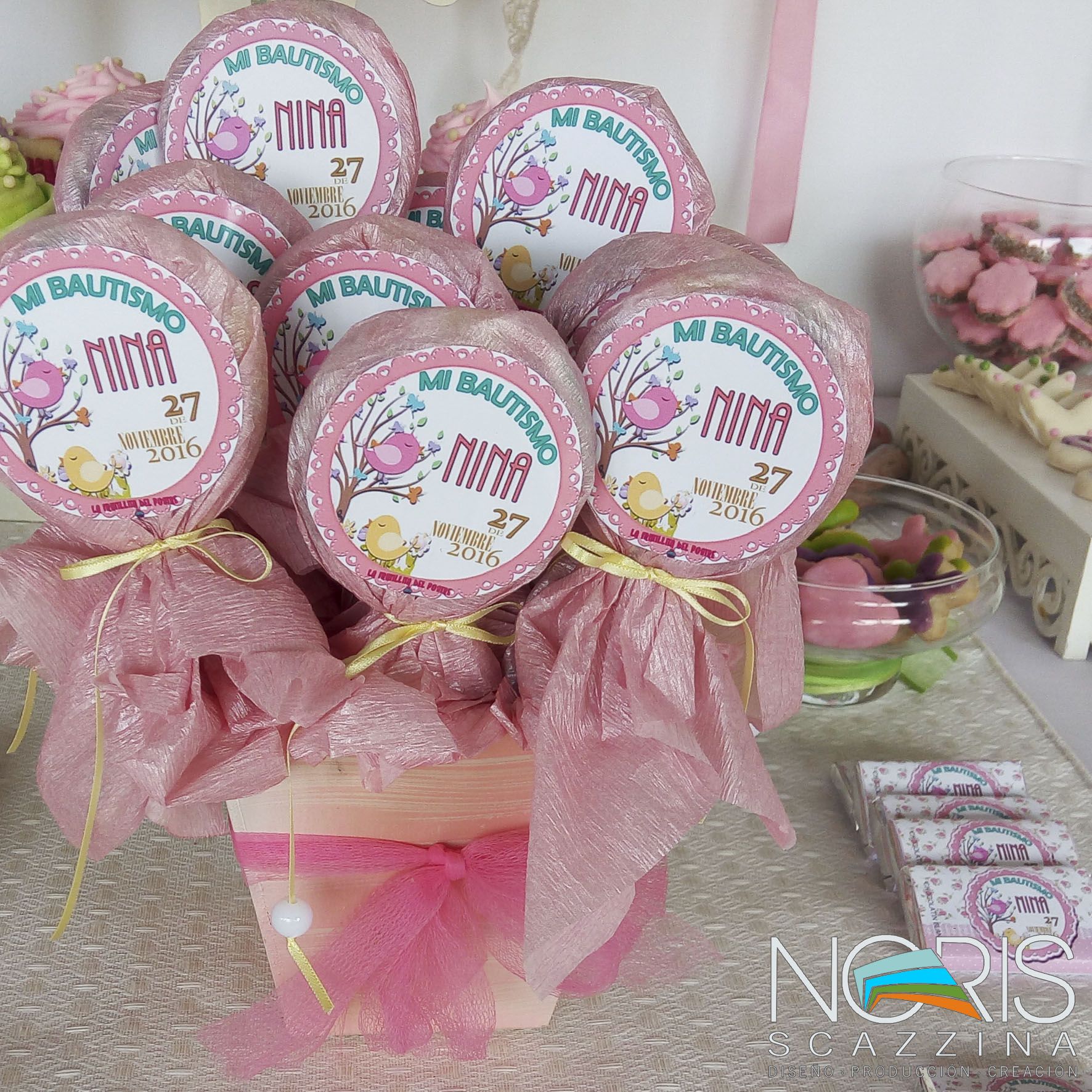 Mesa Dulce Caramelo//Blanco Personalizado Bolsa Para Niñas Bautizo O Baby Shower