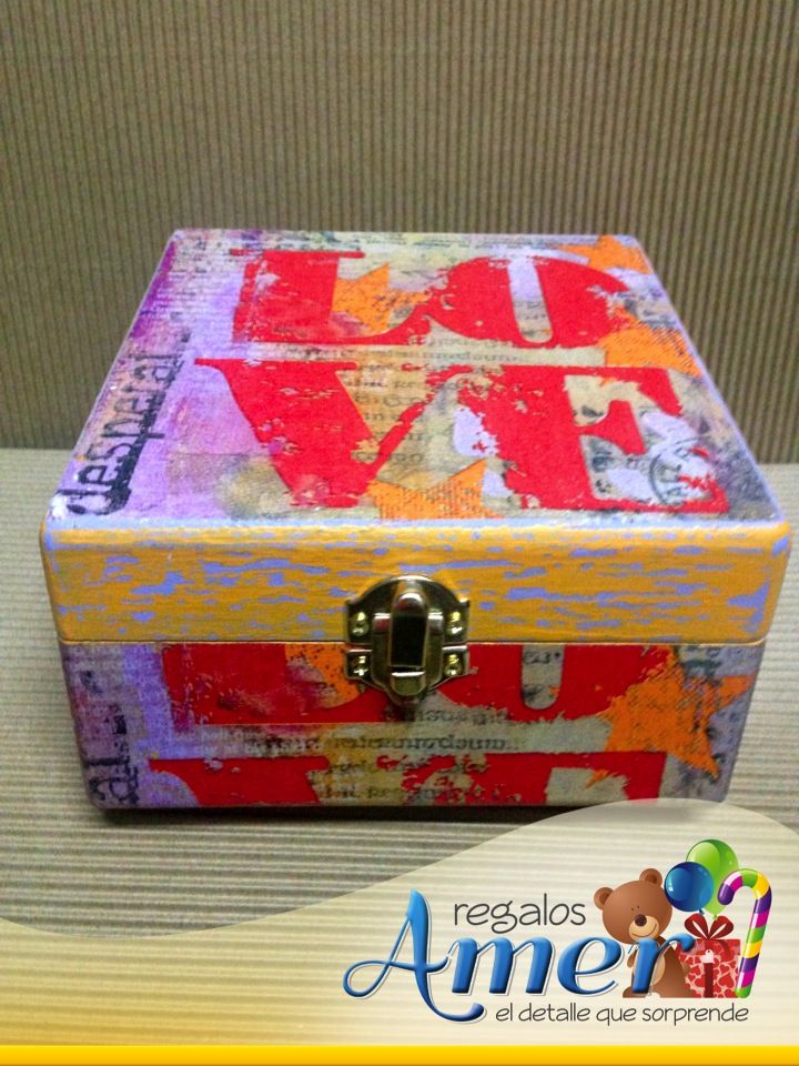 Caja Madera Decorada Regalos Amer Manualidad Love Amor Cajas De Madera Decoradas Cajas Decoradas Cajas