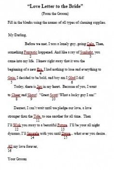 Love Letter To The Bride Bridal Showers Bridal Shower Games And