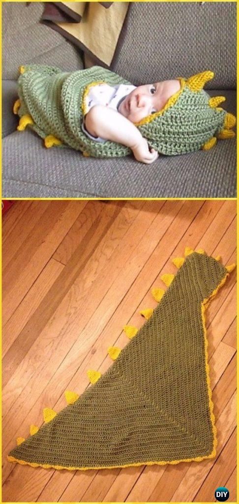 Crochet Dino Baby Hooded Blanket Free Pattern – Crochet Hooded Blanket Free Patterns #crochetdinosaurpatterns