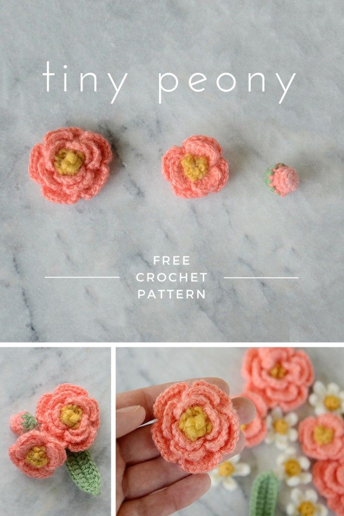 Tiny Peony #crochetflowerpatterns