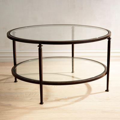 Lincoln Tempered Glass Top Round Coffee Table Mirrored Tables Bronze Iron - Oval Wrought Iron And Glass Coffee Table Lincoln Tempered Glass Top Round Coffee Table Mirrored Tables Bronze Iron - Oval Wrought Iron And Glass Coffee Table