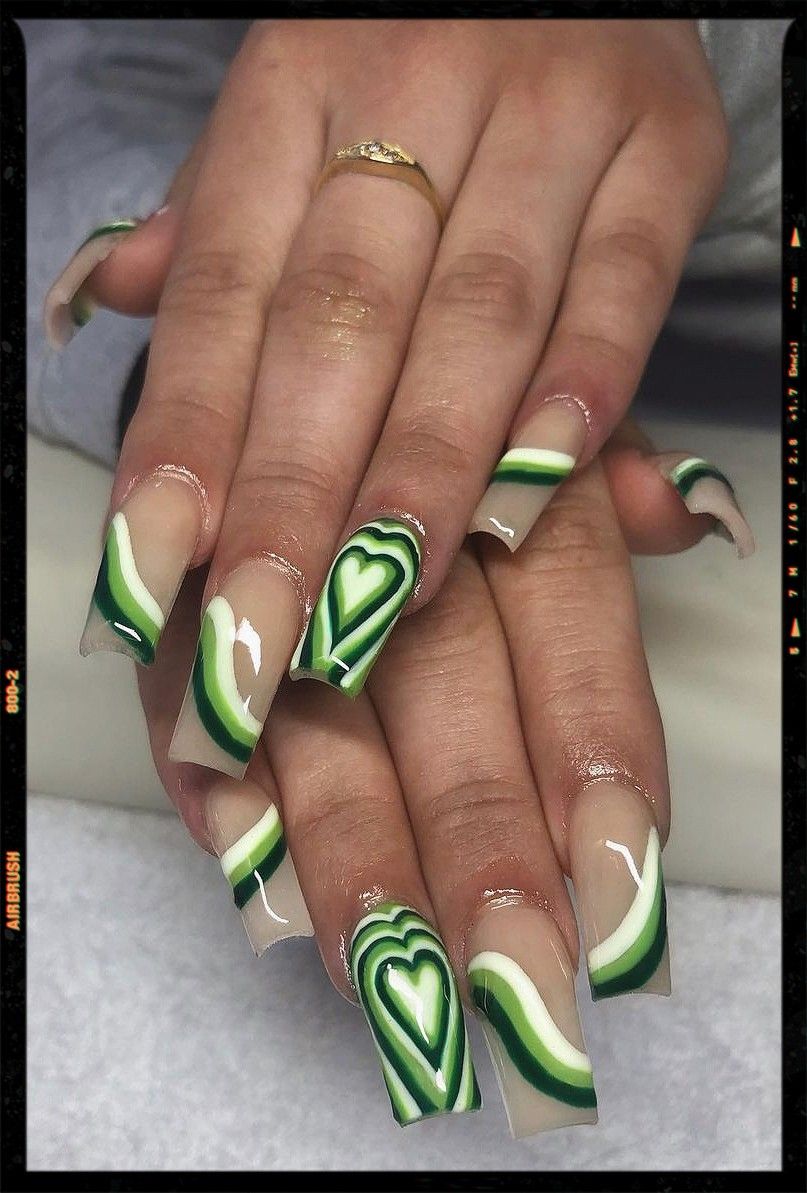 Acrylic Nails Colourful Acrylic Nails, Green Acrylic Nails, Acrylic Nails Coffin Short, Square Acrylic Nails, Summer Acrylic Nails, Pretty Acrylic Nails, Best Acrylic Nails, Acrylic Nail Designs, Pretty Nails