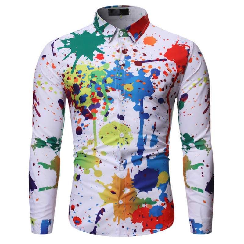 Qiangjinjiu Mens Long Sleeved Stand Up Collar Fashional Long Sleeved Slim Fitted Dresses Shirts