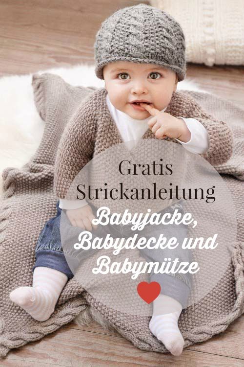 Heute gibt es gleich drei kostenlose Strickanleitungen, nämlich für eine zuckerhübsche Babydecke, eine Babymütze und eine Babyjacke. Kurz gesagt: Du kannst ein komplettes und total niedliches Babyoutfit nach diesen kostenlosen Strickanleitungen zaubern. Egal, ob du gerade Mama oder Oma wirst. Oder natürlich Tante, Patentante, Opa, Opa nicht zu vergessen, das ist sichet was für dich. Baby Knitting Patterns Free, Baby Patterns, Free Knitting, Blanket Patterns, Baby Jacket, Baby Vest, Blanket Jacket, Baby Beanie, Cute Babies