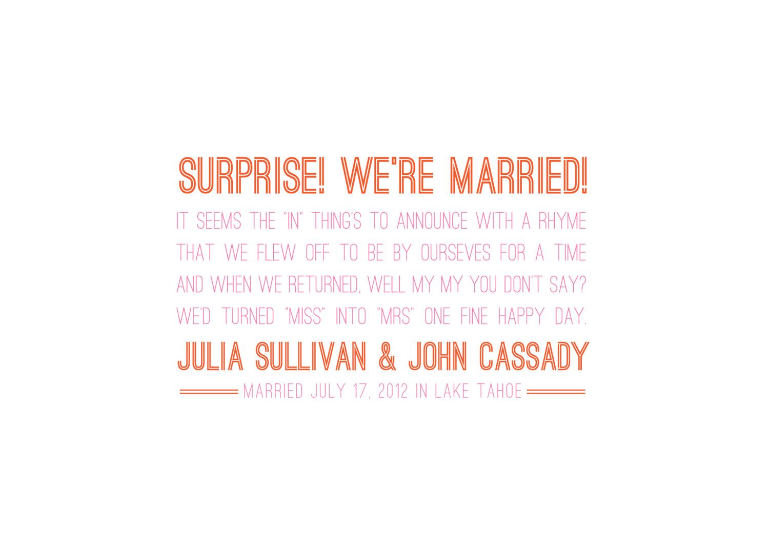 We Should Ve Done This Modern Rhyming Elopement Announcement We Should Ve Done This Modern Rhyming Elopement Announcement Sample