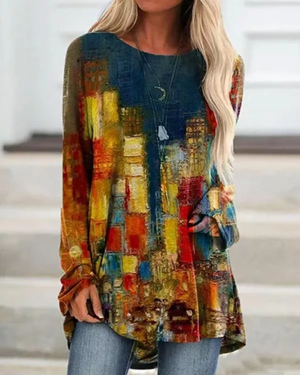 US$ 25.98 - Women's Fashion Vacation Casual Retro Long Sleeve Blouses & Shirts - m.tangdress.com Womens T Shirt Dress, Tee Dress, Dress Red, Dress Shirts, Short Mini Dress, Short Dresses, Shirt Bluse, Maxi Robes, Mode Online