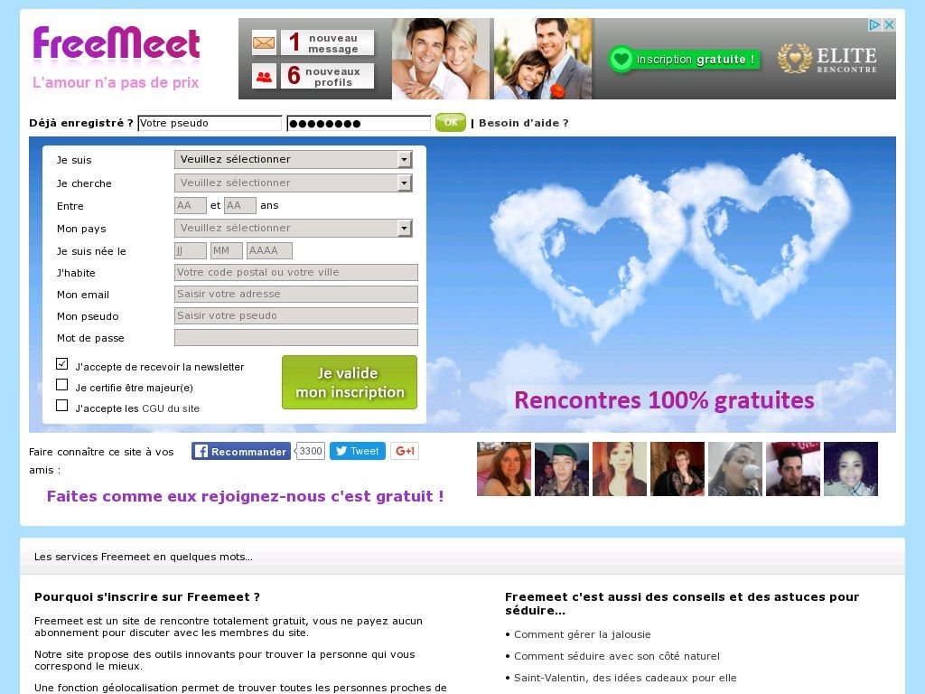 Diffйrents sites Internet dans la catйgorie 'Sites de rencontres gratuits'