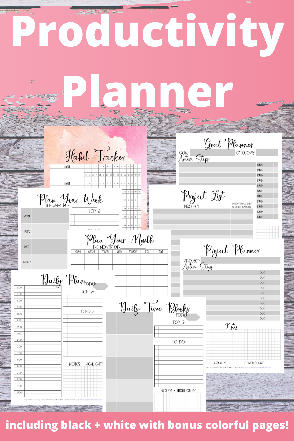 Productivity Planner Printable Planner Productivity Pack  Etsy 