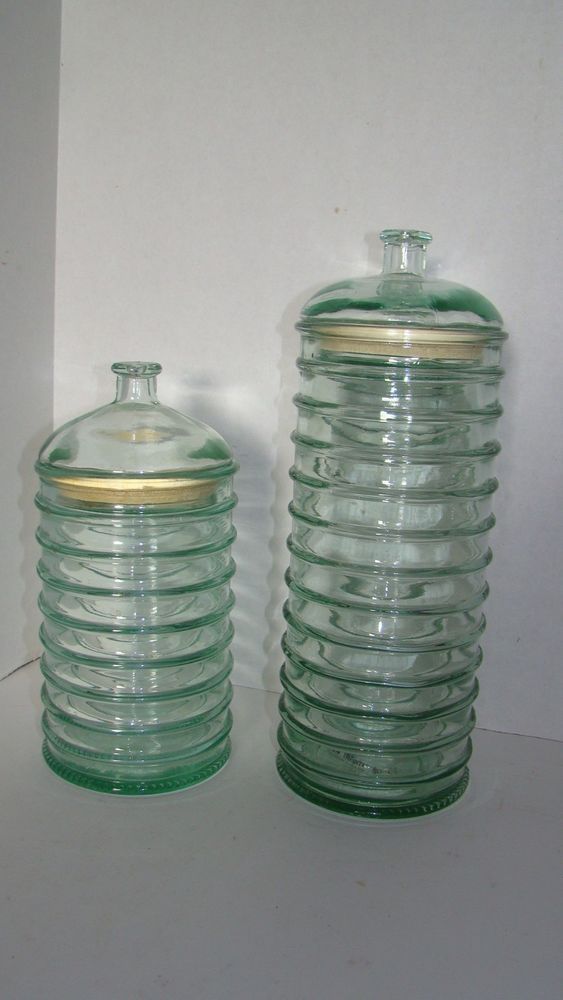 Pair Of Green Recycled Gl Canisters Storage Jars Made In Spain Pair Of Green Recycled Gl Canisters Storage Jars Made In Spain Lamediterranea
