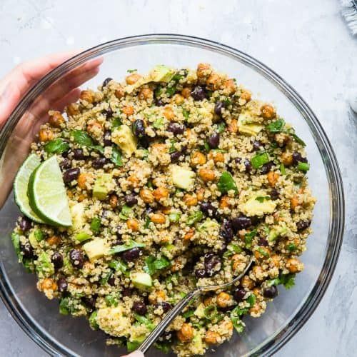 Quinoa Chickpea Avocado Salad with Black Beans | Food Faith Fitness, #Avocado #Beans #Black #Chickpe...