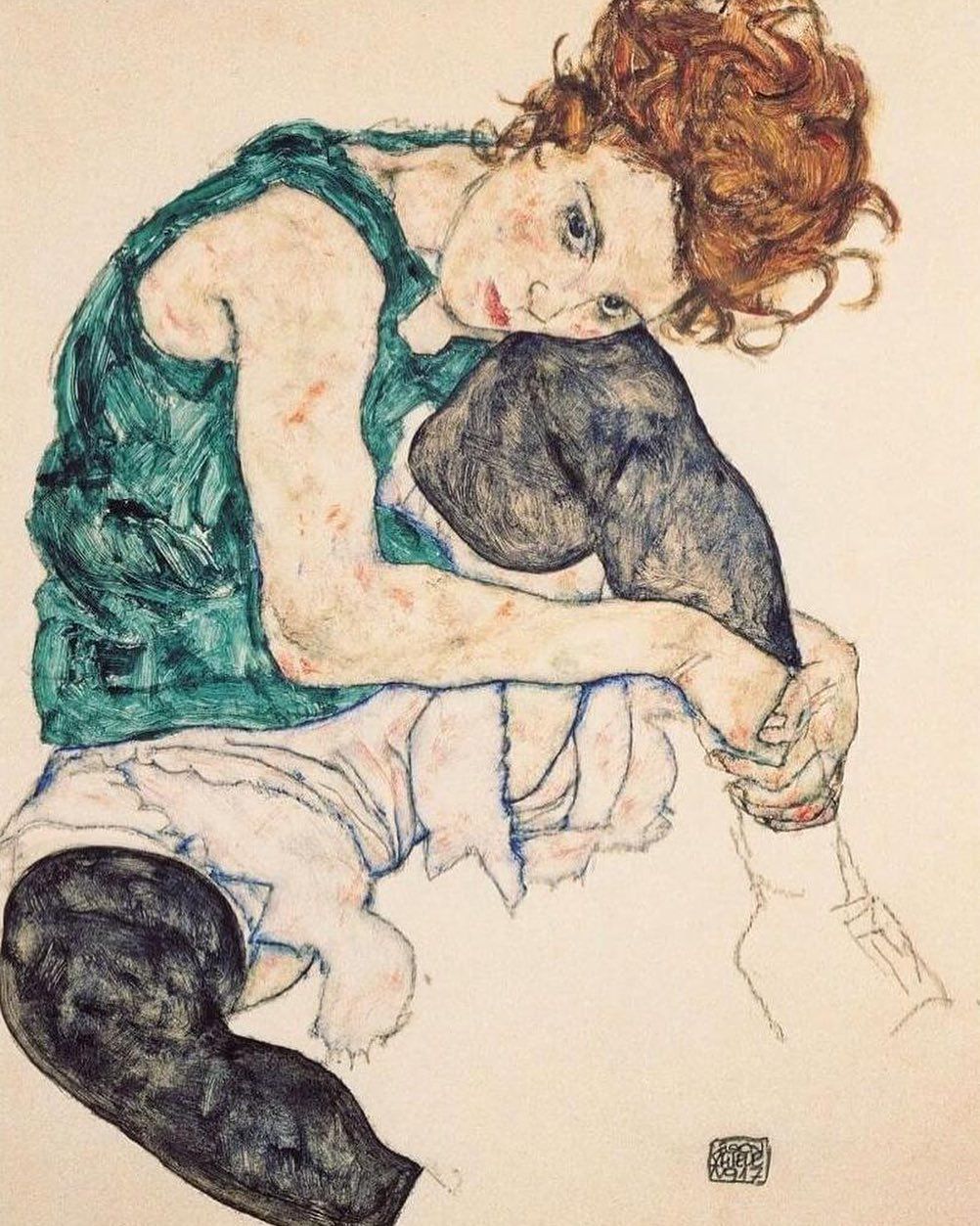 Adele Herms Egon Schiele Seated Woman with Legs Drawn Up Fine Art Print//Poster