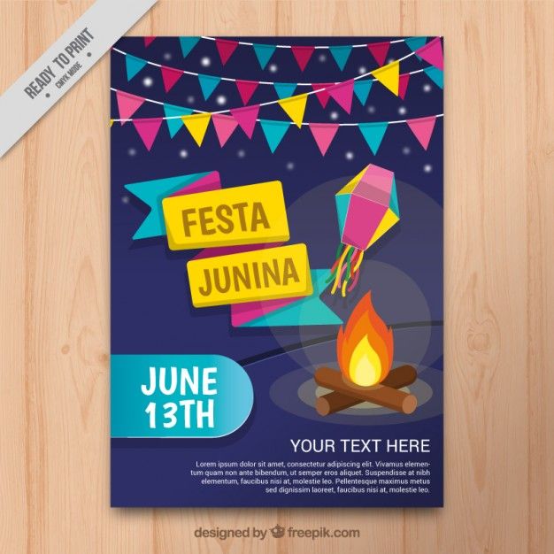 folleto de fiesta junina con guirnaldas vector gratis diseño flyer de fiestas gratis