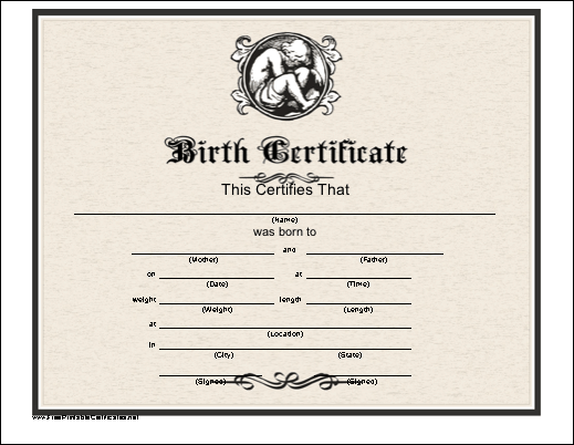 7 <strong>Birth Certificate Template</strong> | Doctemplates123 Birth certificate template printable