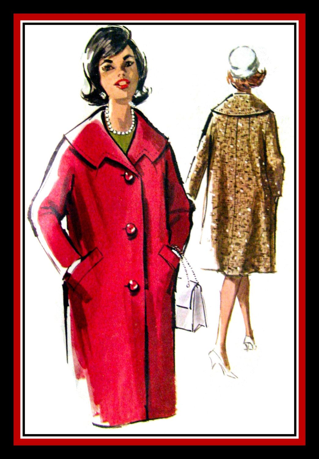 Vintage 1962 Uptown Girl Lined Coat Sewing Pattern Shaped Etsy Coat Pattern Sewing Coat Uptown Girl