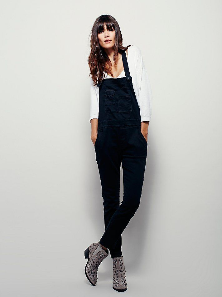 Washed Denim Overall Overalls women, Trendy fall outfits, Black overalls outfit