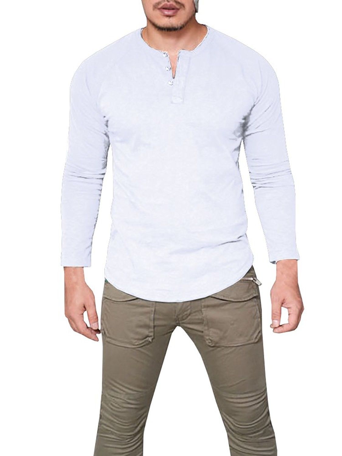 mens henley long sleeve shirts casual slim fit pullover button blouse white c1189xuxgka long sleeve henley men casual long sleeve shirts casual wear for men