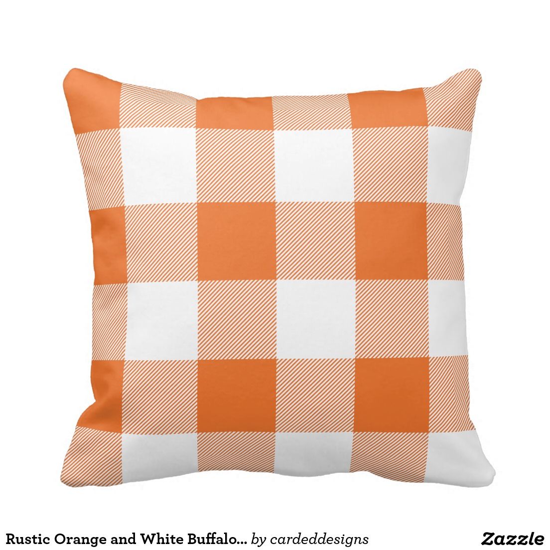 Rustic Orange and White Buffalo Check Plaid Pillows Plaid Throw Pillows, Patterned Throw Pillows, Throw Pillow Sizes, Cotton Throw Pillow, Pillow Set, Lumbar Pillow, Throw Pillow Covers, Accent Pillows, Orange Pillows