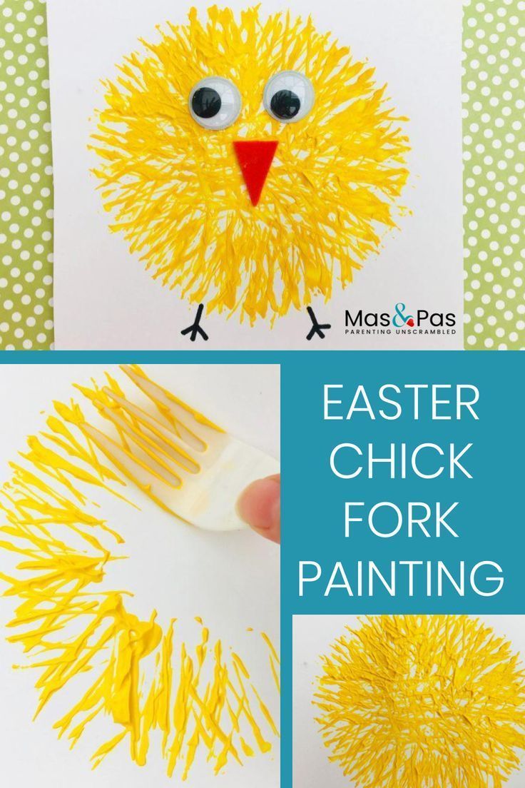 Easter chick fork painting