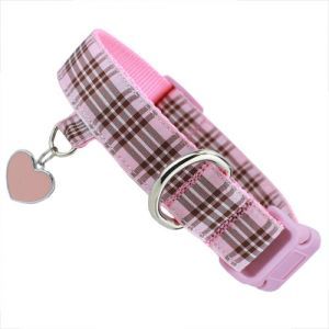 Pink Plaid Collar with Free Charm 