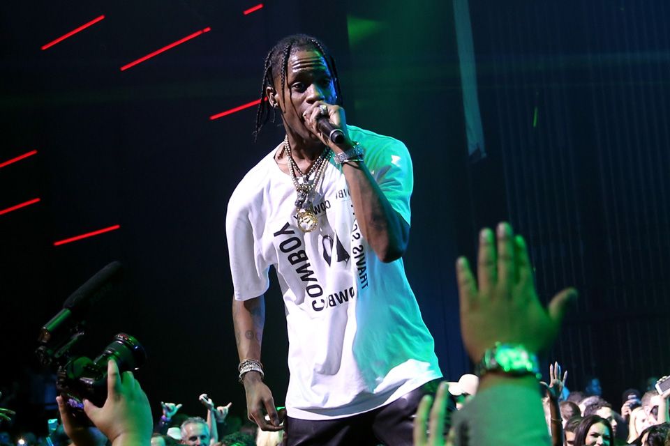 Travis Scott Performs in a PSG x Jordan Basketball Jersey | Basketball