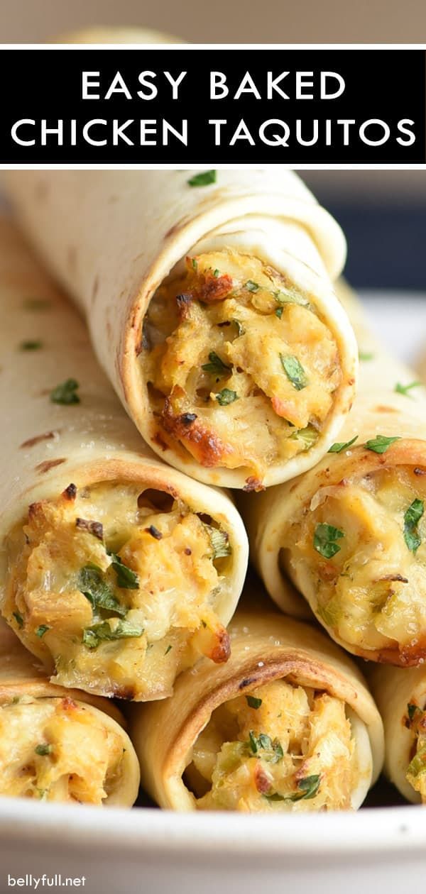 Baked Chicken Taquitos Recipe - Belly Full #meals