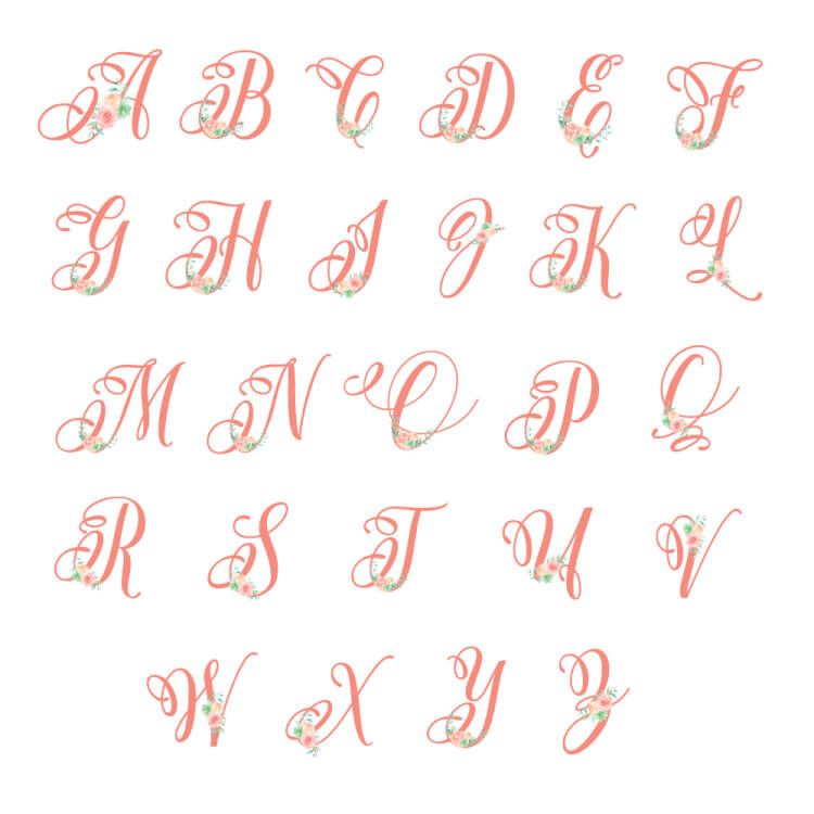 Free Printable Pink Floral Nursery Initials Nursery wall art girl Free Printable Pink Floral Nursery Initials Nursery wall art girl