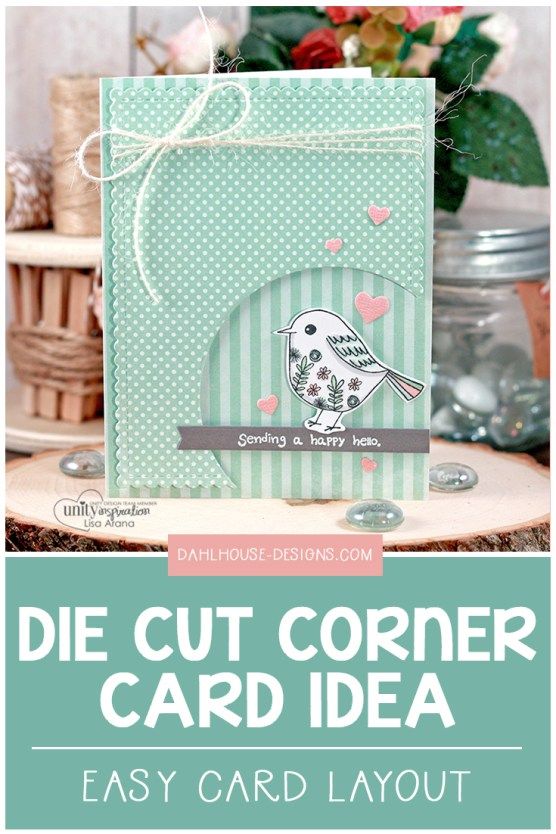 Corner cut-out card highlights an image and/or greeting ~ tutorial and video by Dahlhouse Designs Card Making Tips, Card Making Tutorials, Card Making Techniques, Making Ideas, Card Making Inspiration, Fancy Fold Cards, Folded Cards, Gifts Handmade, Unity Stamp Company