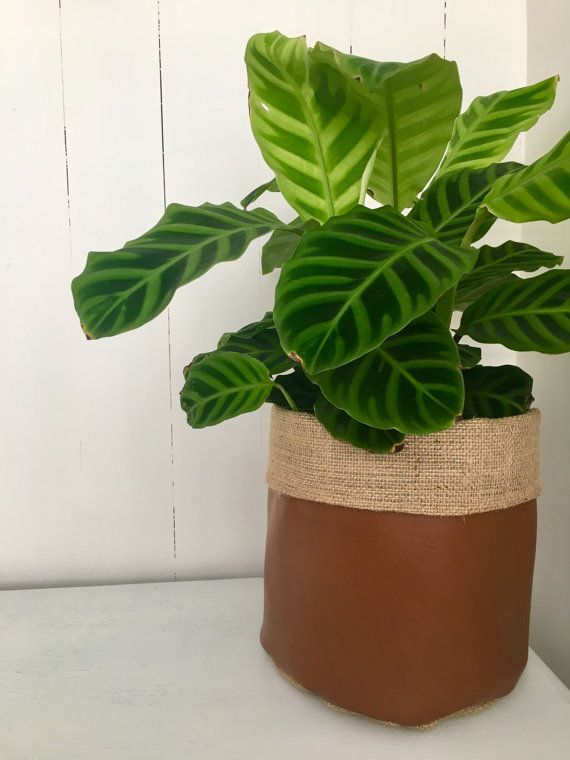 Faux Copper Leather Reversible Hessian Planter Bag