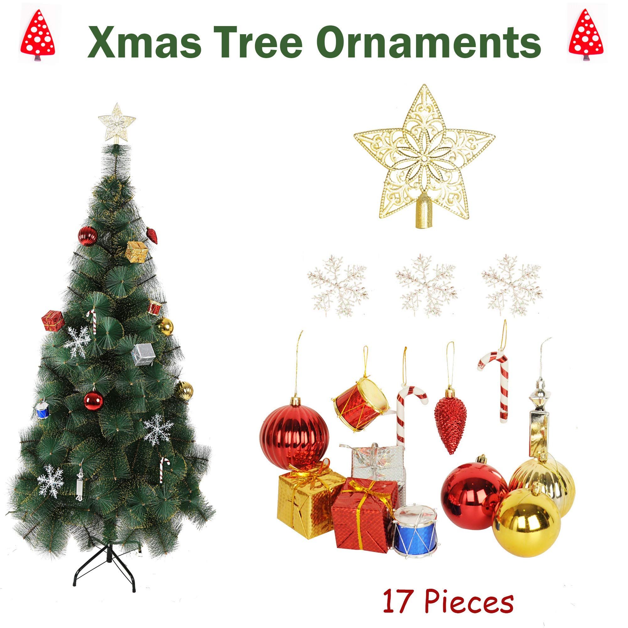 Luckyermore 8 Ft Modern Christmas Tree 460 Tips Full Pet Branches With Golden Glitter Metal Leg Xmas Tree Ornament Xmas Tree Decorations Modern Christmas Tree