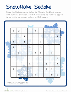 snowflake sudoku challenging number puzzles sudoku pinterest