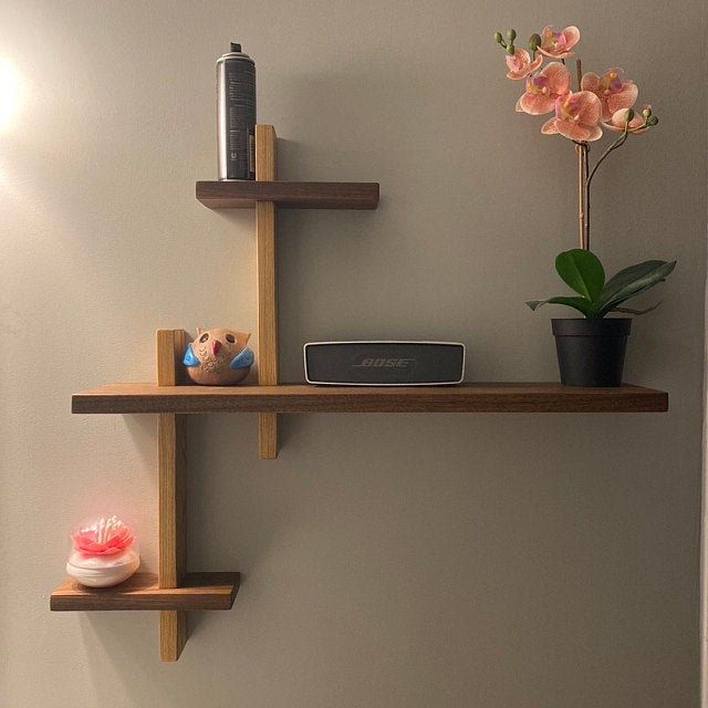 Art Deco Joint Shelf Mid Century Modern Wood Wall Shelves In 2022 Design Decor Unique - Small Wall Hanging Shelf Unit Art Deco Joint Shelf Mid Century Modern Wood Wall Shelves In 2022 Design Decor Unique - Small Wall Hanging Shelf Unit