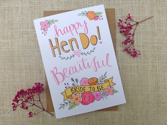 Hy Hen Do Bride To Be Quirky Hand Drawn Greeting Card Hy Hen Do Bride To Be Quirky Hand Drawn Greeting Card