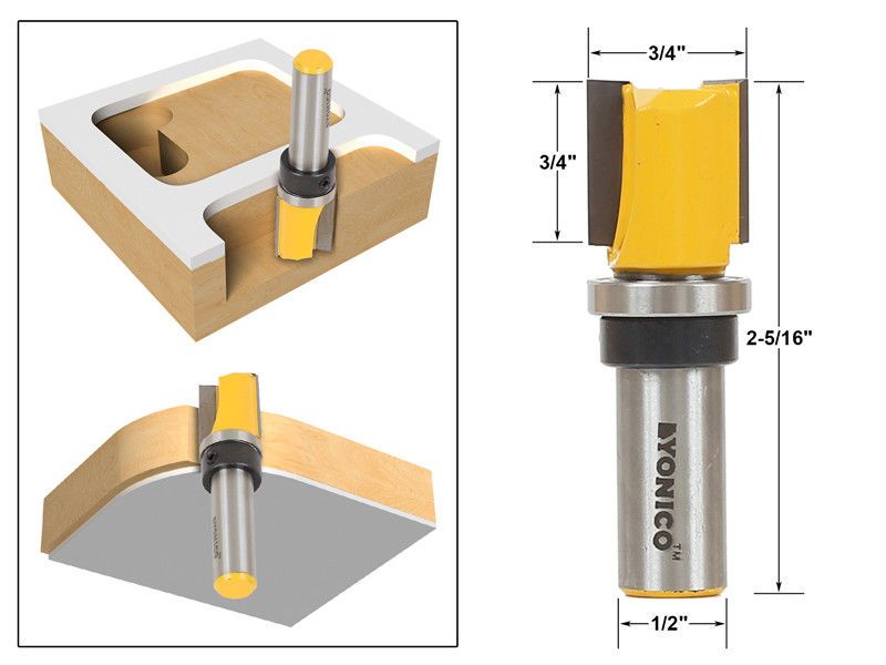 3 4 Diameter Flush Trim Template Router Bit 1 2 Shank Yonico