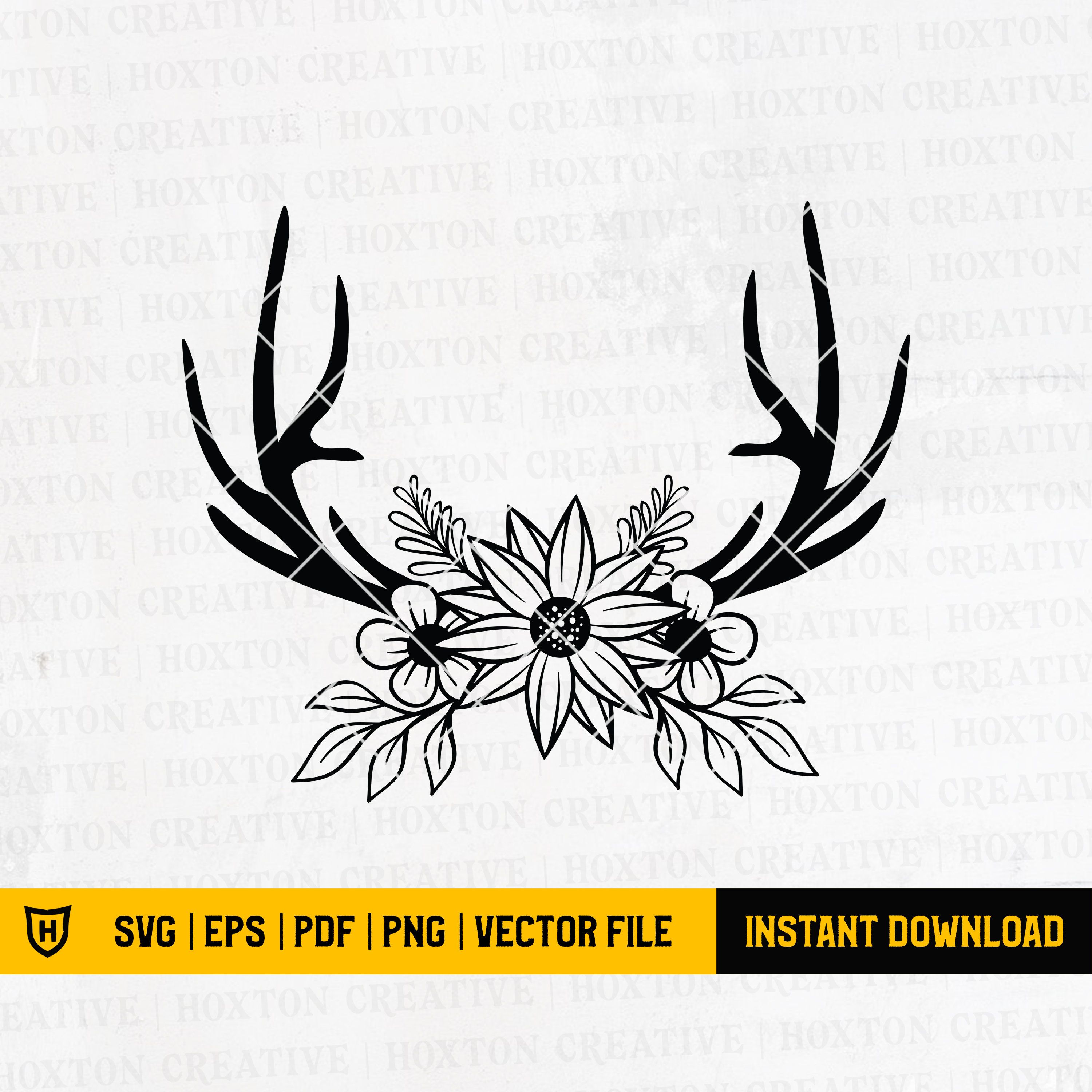 Download Floral Deer Antlers Svg File Deer Antlers Flowers Svg Etsy Deer Antler Tattoos Antler Monogram Camera Clip Art
