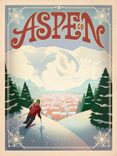 Aspen Vintage Travel Ski Poster