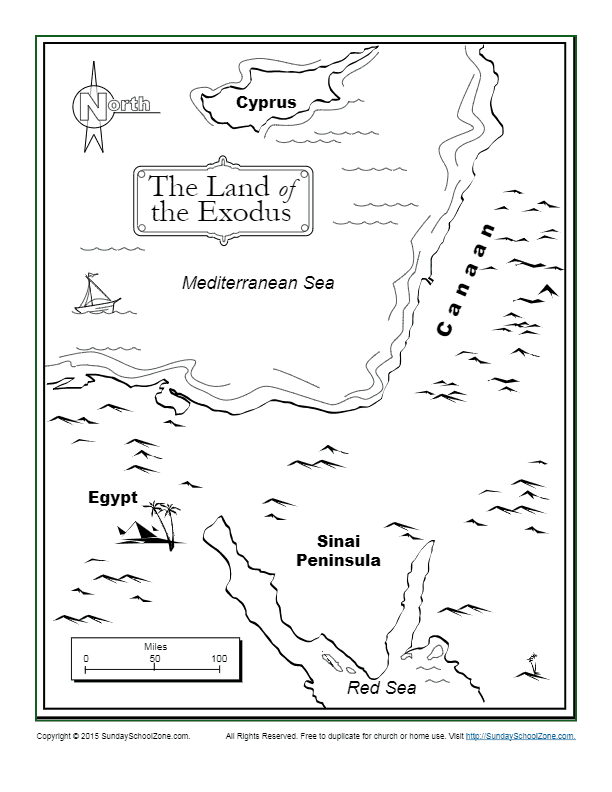 The Land of the Exodus Bible Coloring Map Exodus bible Bible
