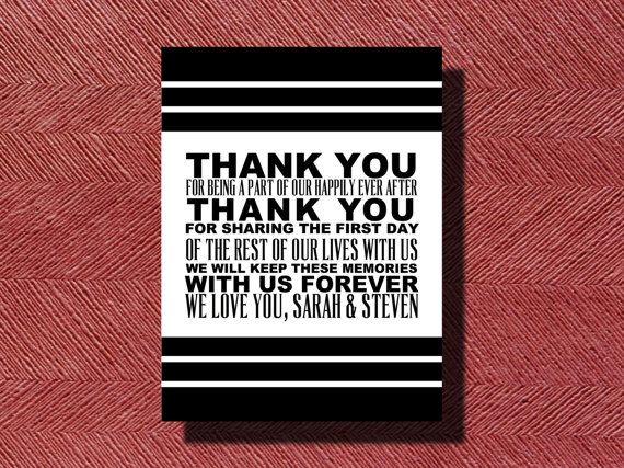 wedding day thank you card sign or poster with images