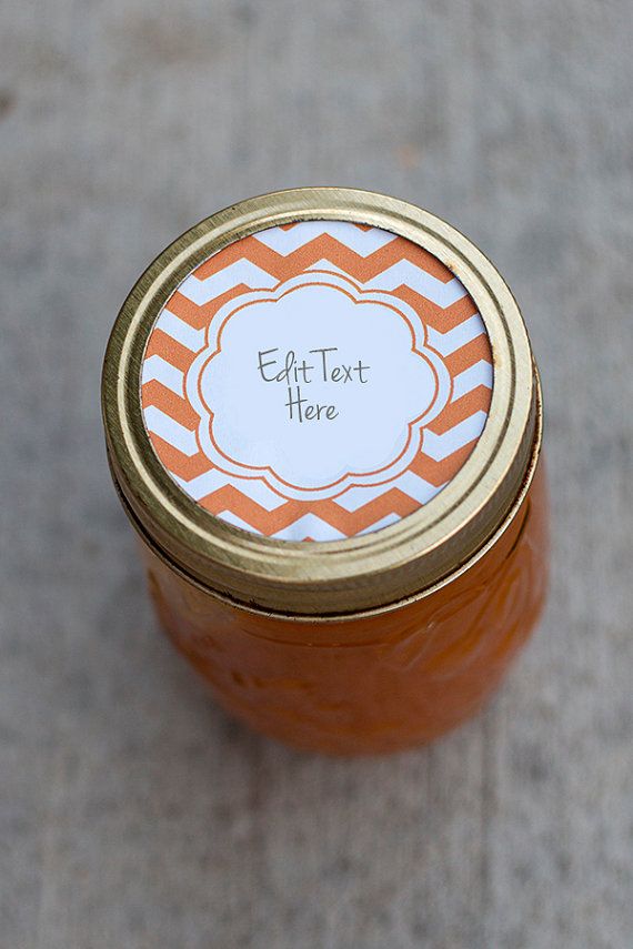 Printable editable chevron label Orange chevron mason jar | Etsy | Mason jars labels, Halloween ...