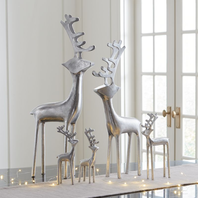 Silver Reindeer Crate and Barrel Home decor crate, Decor, White