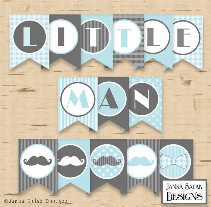 Little Man Birthday Or Baby Shower Banner Mustache Party