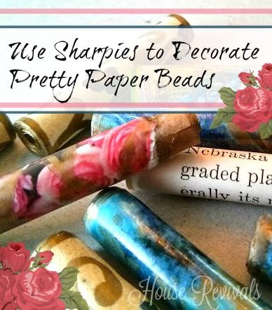 House Revivals: Use Sharpies to Decorate Pretty Paper Beads Paper Beads Diy, Paper Beads Tutorial, Paper Bead Jewelry, Paper Earrings, Paper Crafts Origami, Fabric Beads, Fabric Jewelry, Diy Beads, Seashell Jewelry